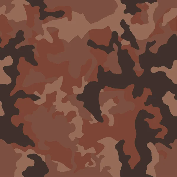 Brown Camouflage Seamless Pattern Modern Military Camo Texture Desert Masking — Stock Vector