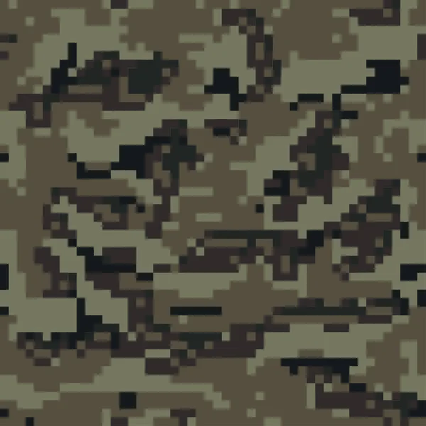 数码迷彩背景 无缝制的伪装图案 军事纹理 棕色黑色 森林的颜色 矢量织物印花设计 — 图库矢量图片
