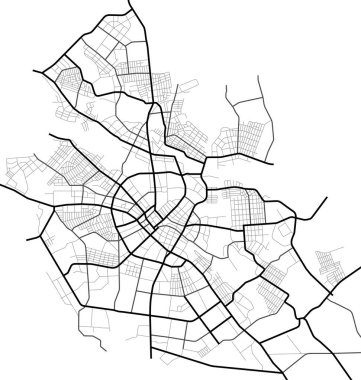Ivanovo şehir haritası - şehir caddeleri plana uygun. Yol şemasının haritası. Kentsel çevre, mimari altyapı. Vektör 
