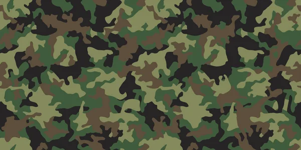 Grön Camouflage Sömlösa Mönster Vector Camo Militära Backgound Tyg Textil — Stock vektor