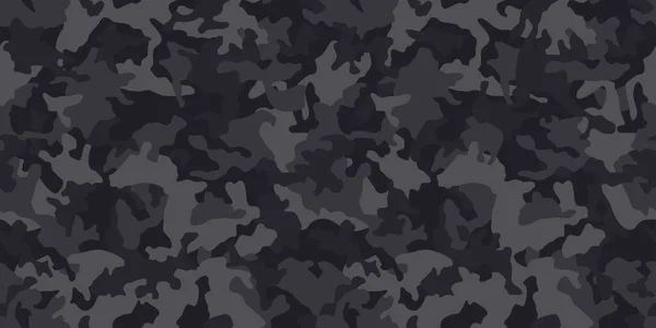 Patrón Camuflaje Negro Fondo Vectorial Sin Costuras Estilo Ropa Clásica — Vector de stock