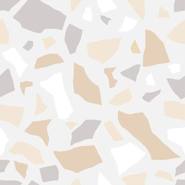 Nahtloses Terrazzo Muster Marmorböden Pastellfarben Polierte Felsoberfläche Weißer Hintergrund Mit — Stockvektor
