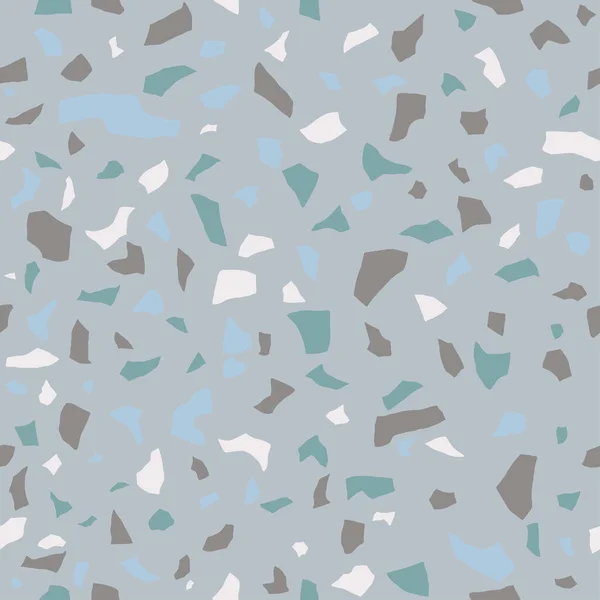 Terrazzo Seamless Pattern Поверхностная Текстура Декоративной Гранитной Плитки Пастельные Синий — стоковый вектор