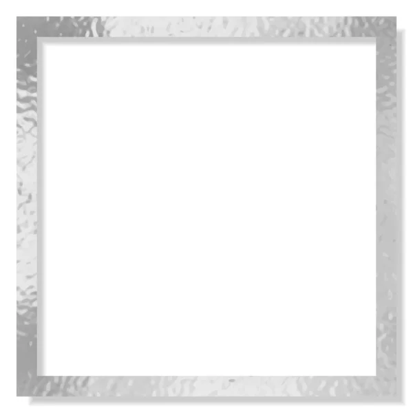 Beyaz Arka Planda Gölgeli Gümüş Renkli Işıltılı Vintage Çerçeve Metalik — Stok Vektör