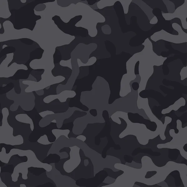Svart Kamouflage Mörkt Mönster Sömlös Vektor Bakgrund Klassisk Klädstil Maskerar — Stock vektor
