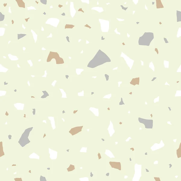 Beige Pastell Terrazzo Nahtlose Textur Bodenfliesen Muster Aus Poliertem Stein — Stockvektor