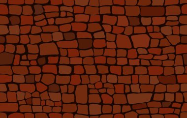 Tuğla işi - kusursuz doku. Kırmızı kahverengi turuncu tuğlalardan oluşan dekoratif eski bir duvar. Vektör çizgi arkaplanı.
