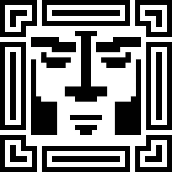 디지털 픽셀의 사이버 아바타 아이콘 컴퓨터 얼굴을 추상적 디자인 — 스톡 벡터