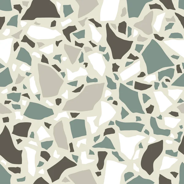 Terrazzo无缝纹理 抛光的石纹 大理石表面 带混乱污迹的矢量抽象背景 — 图库矢量图片