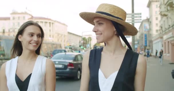 Two young girls in good mood — Stock Video