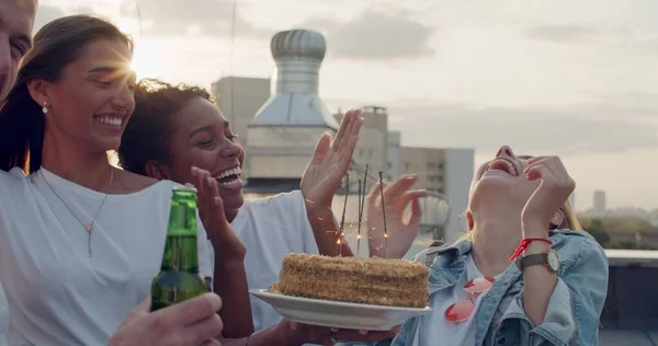 Rooftop party birthday concept — Stock Photo, Image