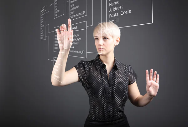 Business woman designs a new database — Stock Photo, Image