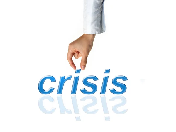 Hand en woord crisis concept — Stockfoto