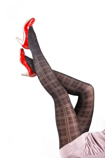 Woman's Legs Wearing Pantyhose and High Heels — Stock Photo, Image