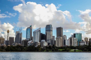 Sydney Harbour Panorama gökdelenler ile