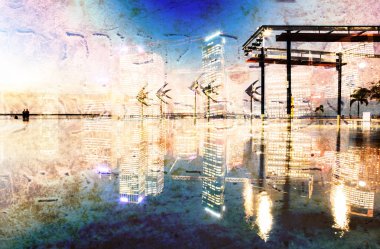 Soyut Modern şehir arka planda renk