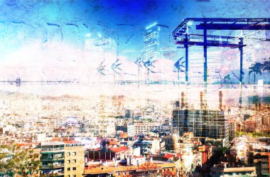 Soyut Modern şehir arka planda renk