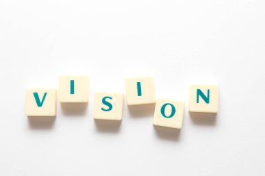 Vizyon iş kavramı taşlar ve harfler