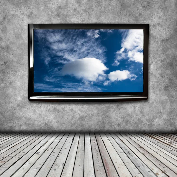 4k Tv na zdi, izolované — Stock fotografie