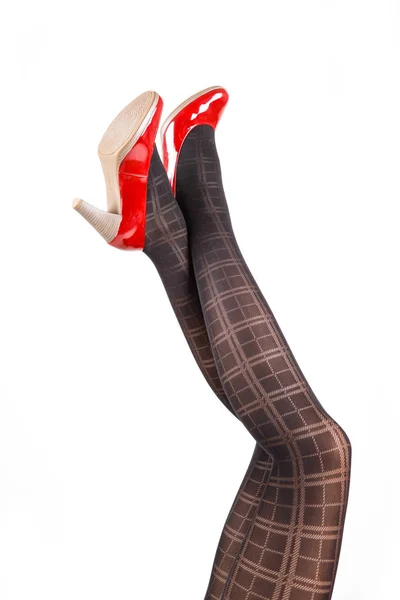 Woman's Legs Wearing Pantyhose and High Heels — Stock Photo, Image