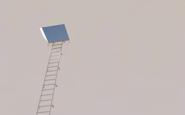 Concepto empresarial de la escalera en la pared como metáfora del crecimiento empresarial —  Fotos de Stock