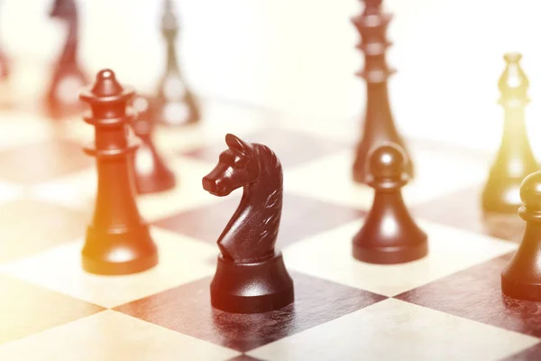 Chess figures - strategy and leadership concept — Stock Photo, Image