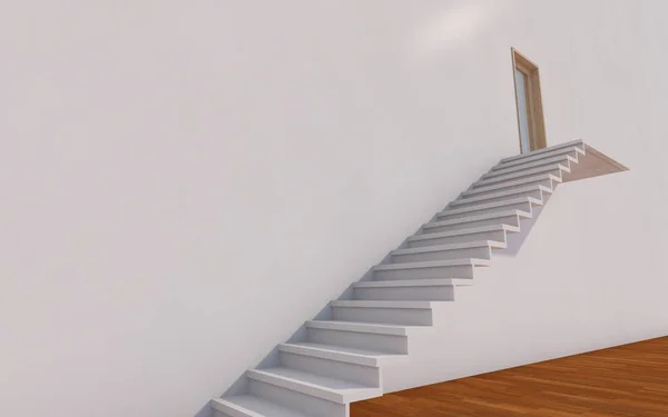 Бизнес-концепция лестницы на стене как метафора роста бизнеса — стоковое фото