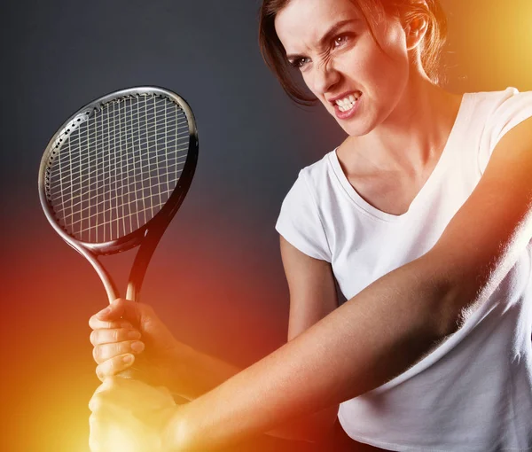 Jogador de tênis com relâmpagos — Fotografia de Stock