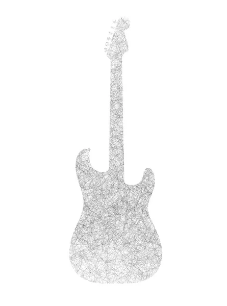 Guitarra eléctrica abstracta de líneas dibujadas a mano —  Fotos de Stock