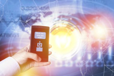 Sohbet etmek ve gelecekte iletişim kavramı. 