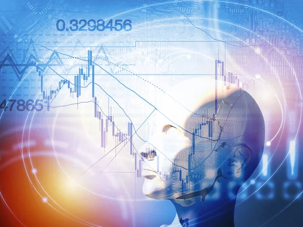 Conceito de negociação de ações e forex quantitativo com inteligência artificial — Fotografia de Stock