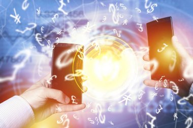 Peer-to-peer ödeme kavramı ile harita ve dünya bağlantı