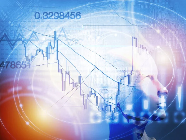 Quantitatives Aktien- und Devisenhandelskonzept mit künstlicher Intelligenz — Stockfoto