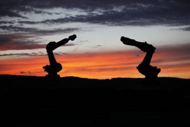 Sanayi 4.0 kavramı, robot arka plan