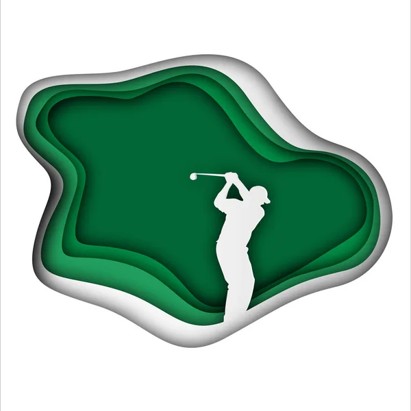 Golf arte de papel, golfista en verde, arte vectorial — Foto de Stock