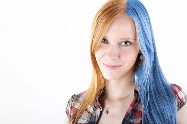 Girl with multicolored hair, vivid color — Stock Photo, Image