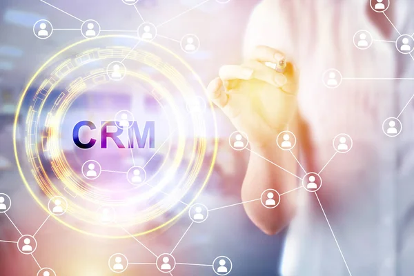 A CRM ügyfél kapcsolat menedzsment koncepciója — Stock Fotó