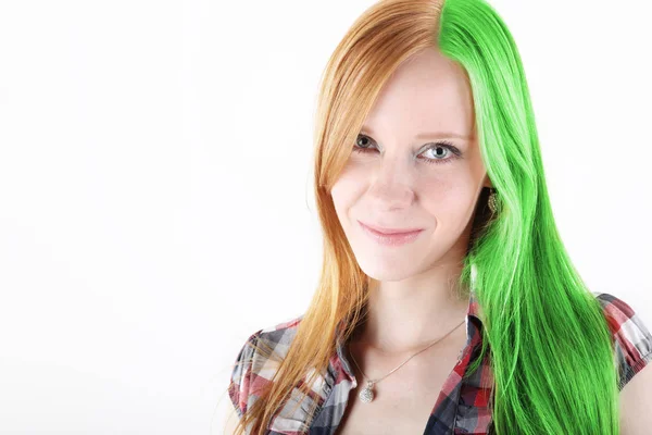 Girl with multicolored hair — Stock Photo, Image