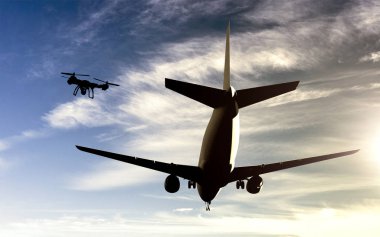Dron Airplace kaza kavramı - uçak uçan uçak