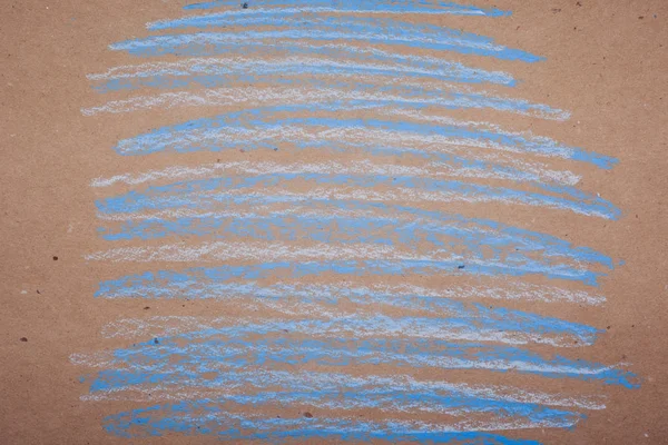 A drawing of white and blue chalk on craft paper - strokes, backgrounds, textures — Stock Photo, Image