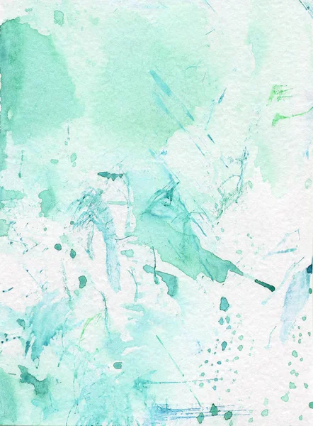 Colorful abstract watercolor art hand-painted background, splatter with splashes, stains, ink, light blue colour — Stock Photo, Image