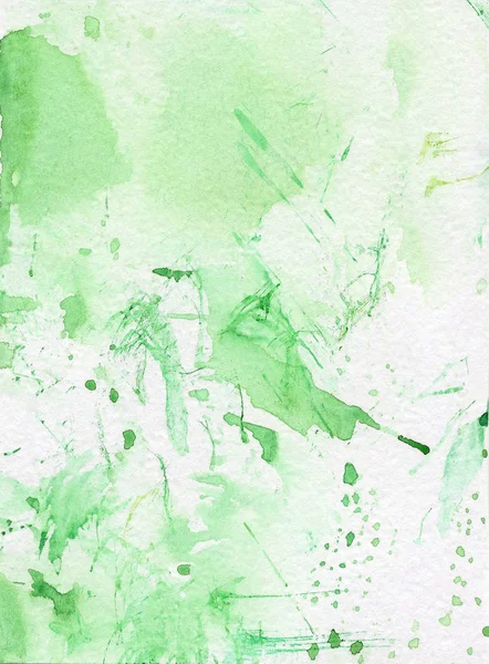Барвистий абстрактний акварельний художній фон, розмальований вручну, з бризками, плямами, чорнилом, зеленим кольором — стокове фото