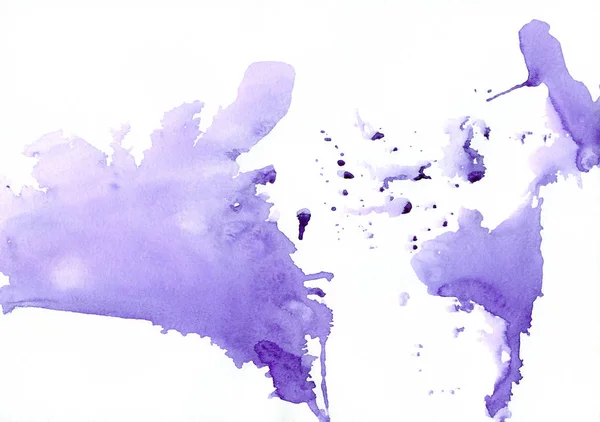 Abstract composition watercolor stain with splashes and drops of violet color. Creative colorful watercolor background for trendy design — Stock Photo, Image