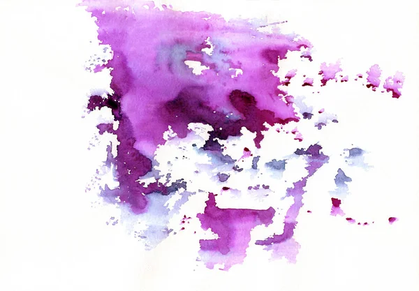 Фіолетові абстрактні акварельні плями з шпарами та бризками. Креативний барвистий акварельний фон для модного дизайну — стокове фото