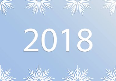 Mutlu yeni yıl 2018 kartı 3d kağıt kar taneleri ile. Kar ve kar taneleri kış zemin üzerine kağıt türü. Tebrik kartı, poster veya broşür şablonu. Vektör çizim.