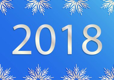 Mutlu yeni yıl 2018 kartı 3d kağıt kar taneleri ile. Kar ve kar taneleri kış zemin üzerine kağıt türü. Tebrik kartı, poster veya broşür şablonu. Vektör çizim.