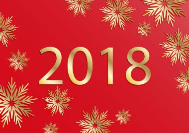 Mutlu yeni yıl 2018 kartı 3d kağıt kar taneleri ile. Kar ve kar taneleri kış zemin üzerine kağıt türü. Tebrik kartı, poster veya broşür şablonu. Vektör çizim.