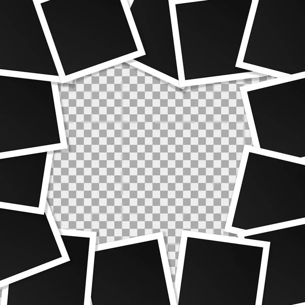 Conjunto de marcos de fotos vectoriales cuadrados. Collage de marcos realistas aislados sobre fondo transparente. Diseño de plantilla. Ilustración vectorial — Archivo Imágenes Vectoriales
