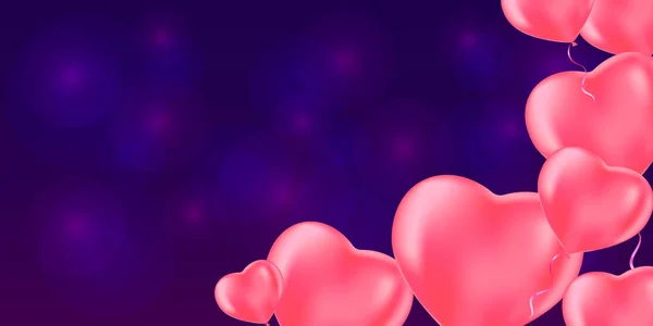 Fond romantique avec des ballons coeur rose. Concept de Saint-Valentin .Vector eps 10 — Image vectorielle