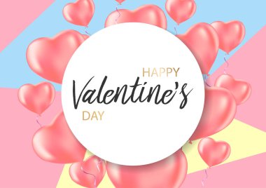 Kalp şeklinde hava baloons ile Sevgililer günü kartı. Vektör çizim